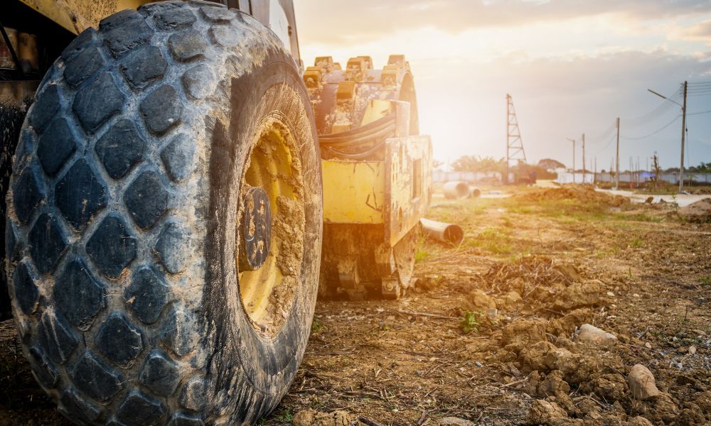 heavy machinery working at construction site